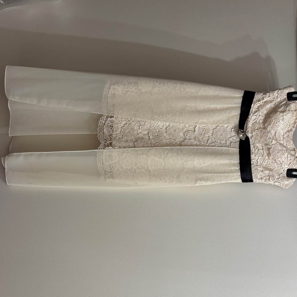 Jodi Kristopher Cream Strapless Dress with Black Accents